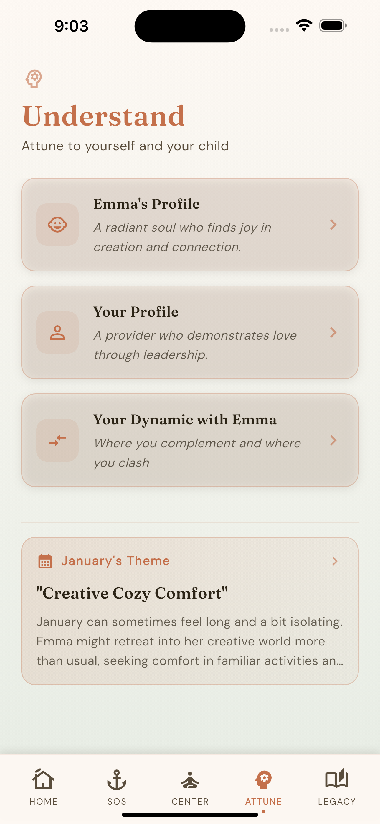 DadAnchor understand feature with child personality insights