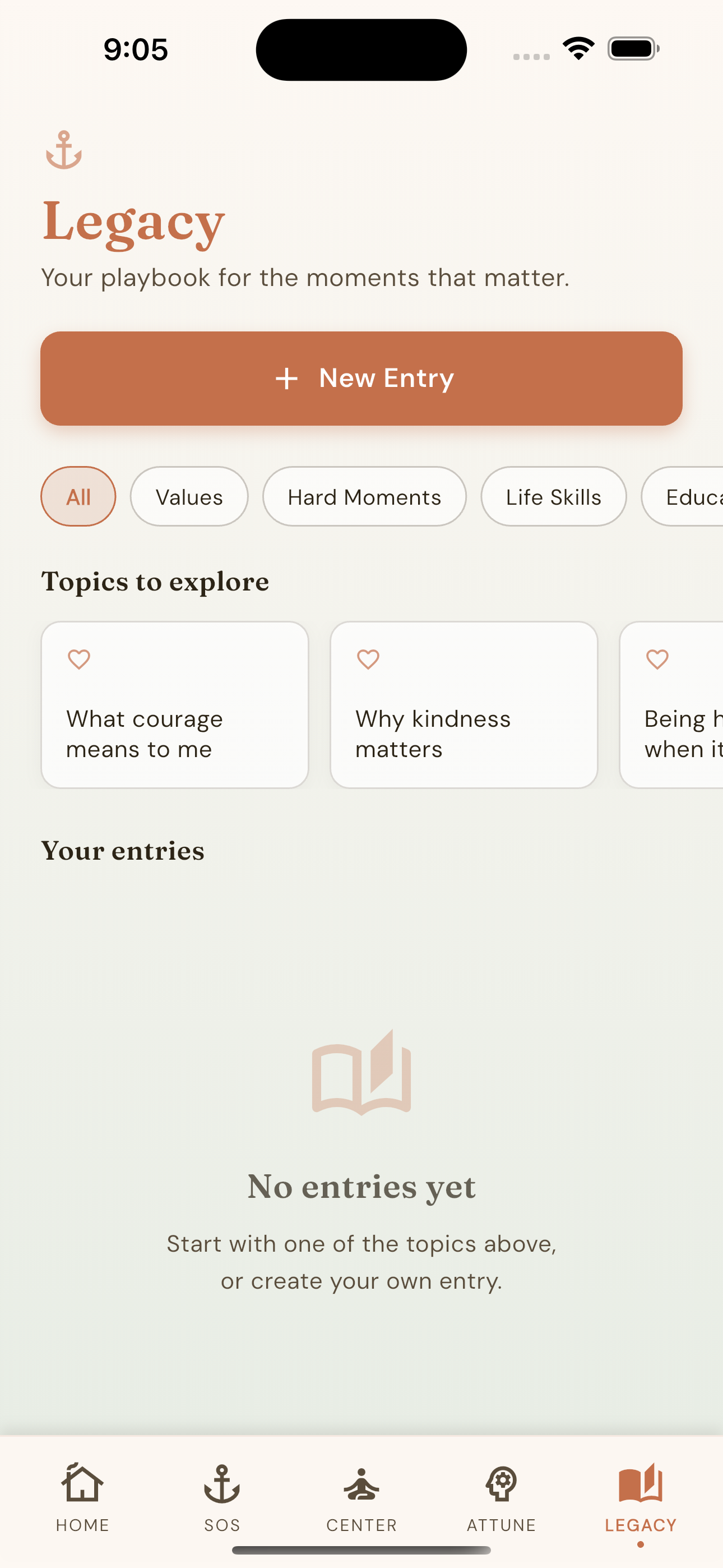 DadAnchor legacy feature for saving wisdom for your children