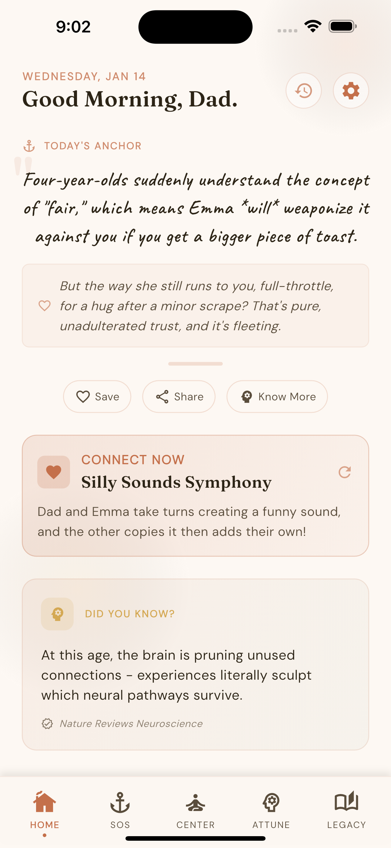 DadAnchor details of the home screen